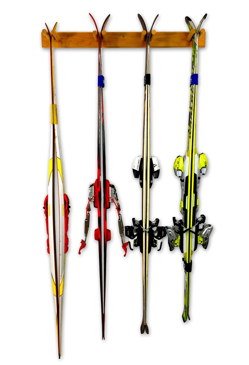 StoreYourBoard Timber Ski Wall Rack, 4 Pairs of Skis Storage, Wood Home and Garage Mount System, Natural Wood - Image 1